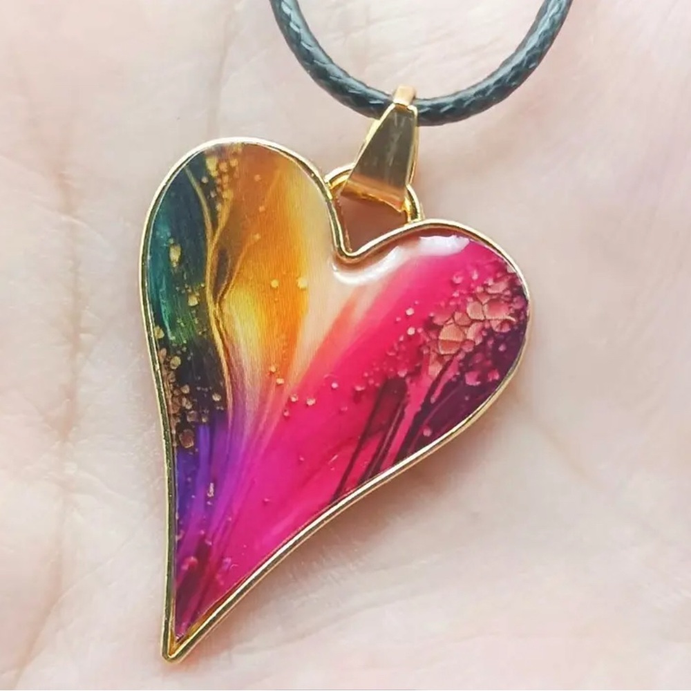 Colorful Heart Pendant Necklace